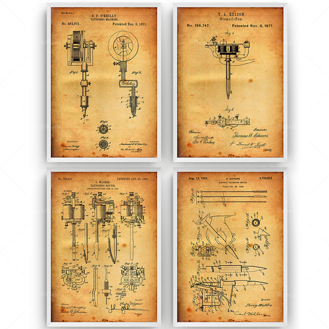 Tattoo Machine Patent Print, Tattoo Studio Wall Art Blueprint Poster  Decoration Gifts, Blueprint Gifts, Tattoo Artist Gifts - Painting &  Calligraphy - AliExpress